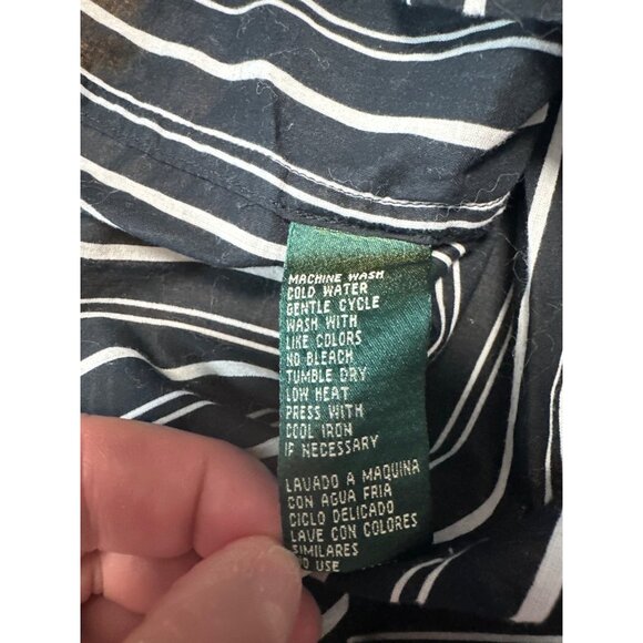 Lauren Ralph Lauren Unique Buttons Roll Tab Sleeve Button Down Blouse Size M - Picture 9 of 11